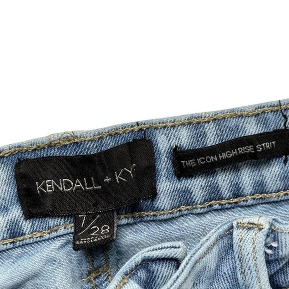 Kendall + Kylie The Icon High Rise Straight Jeans Distressed Size 7/28 - Picture 8 of 10